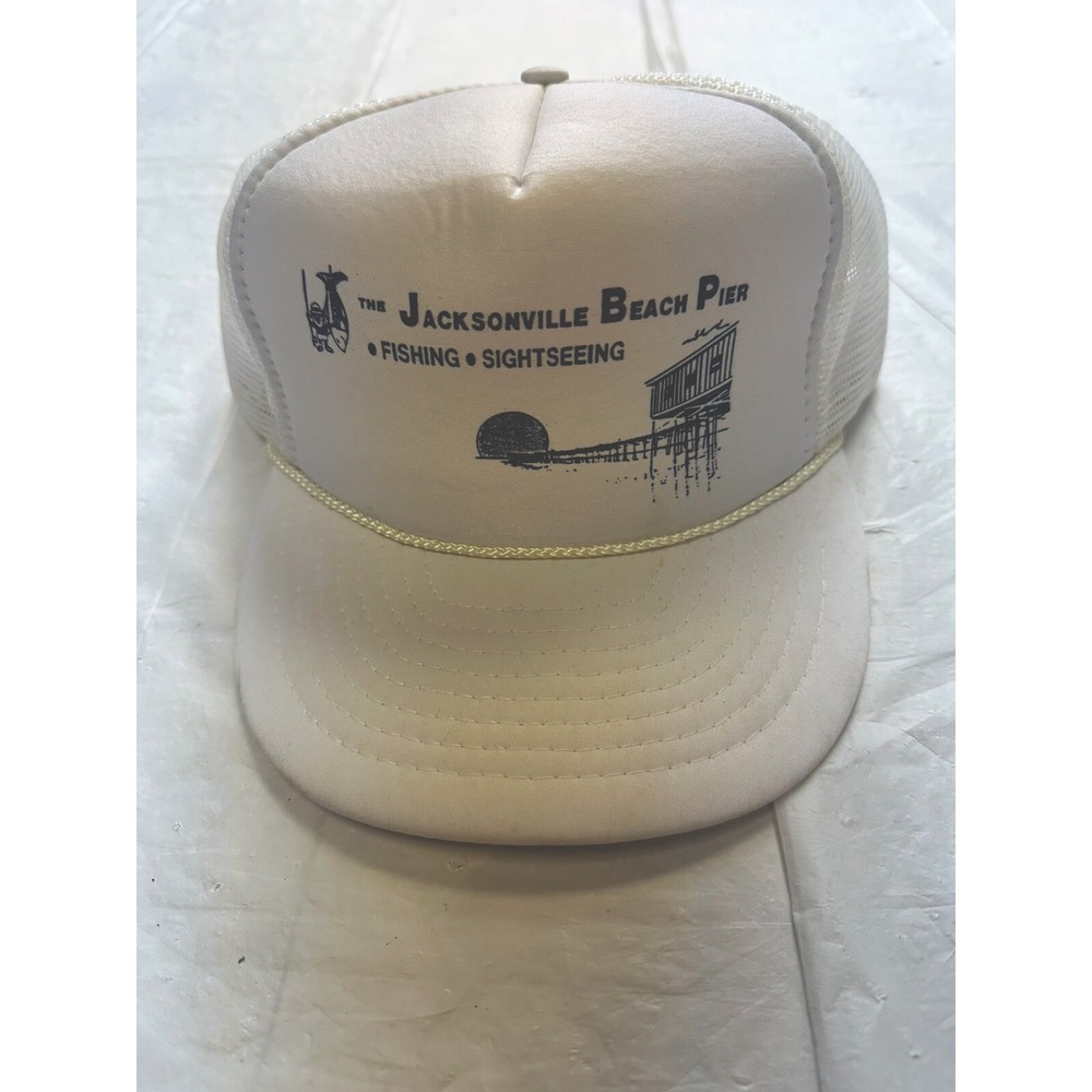 Vintage Jacksonville Pier Florida Fishing Hat Snapback Mesh Trucker